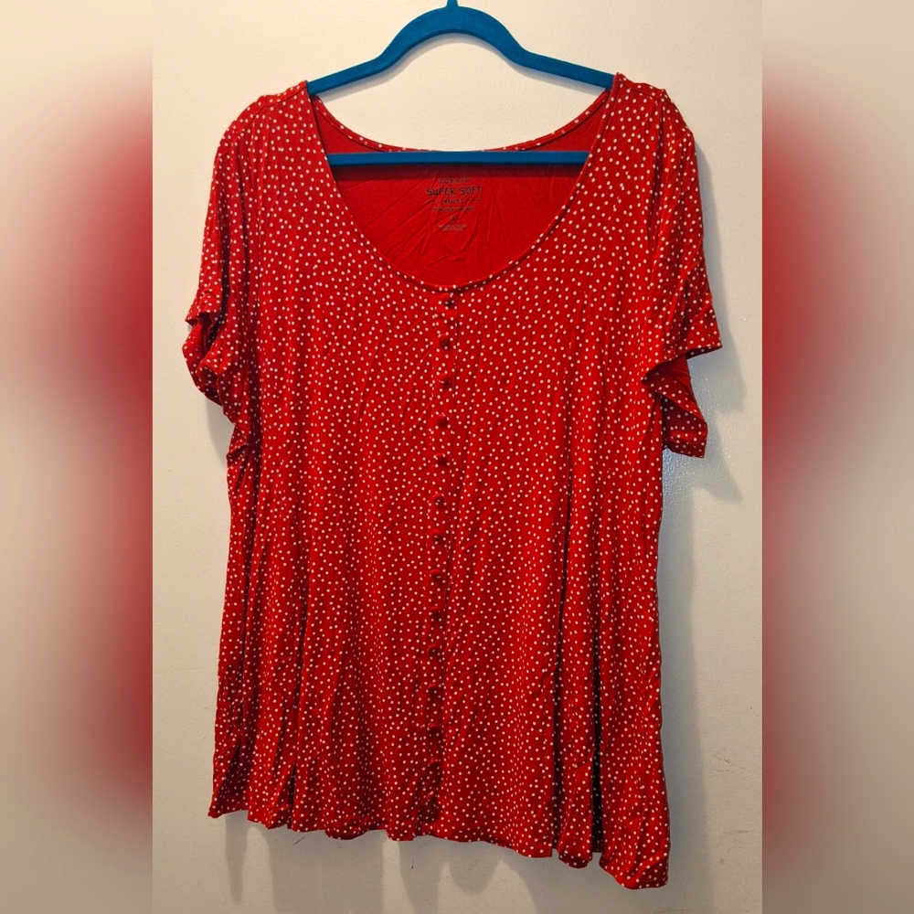 Torrid 3 Super Soft Polka Dot Flare Top